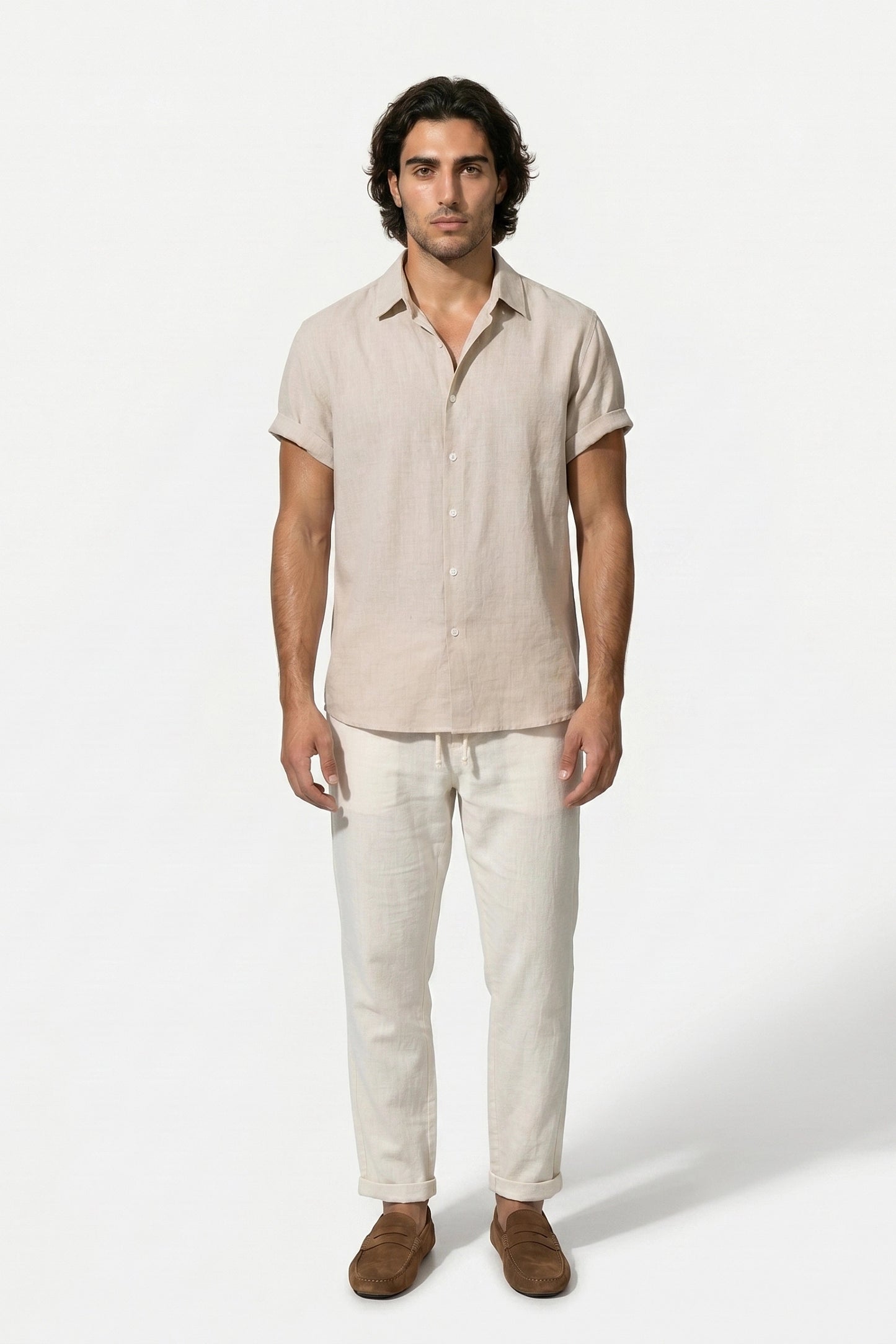 Caurelle | Men’s Shirt and Trousers Set Linen Look Comfort Summer Outfit