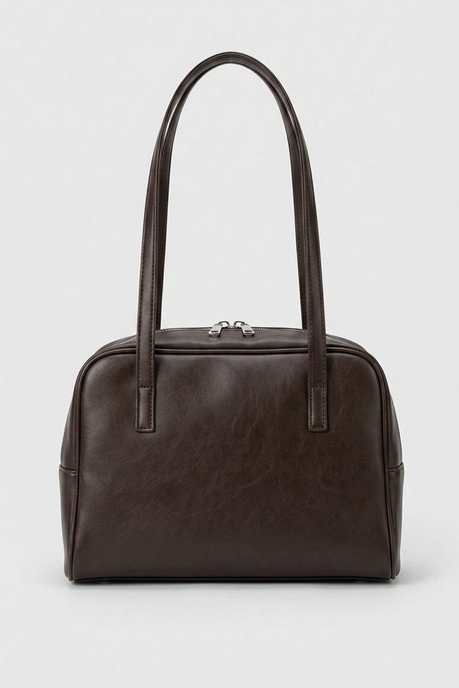Women's Spacious Leather Shoulder Bag with Double Handle