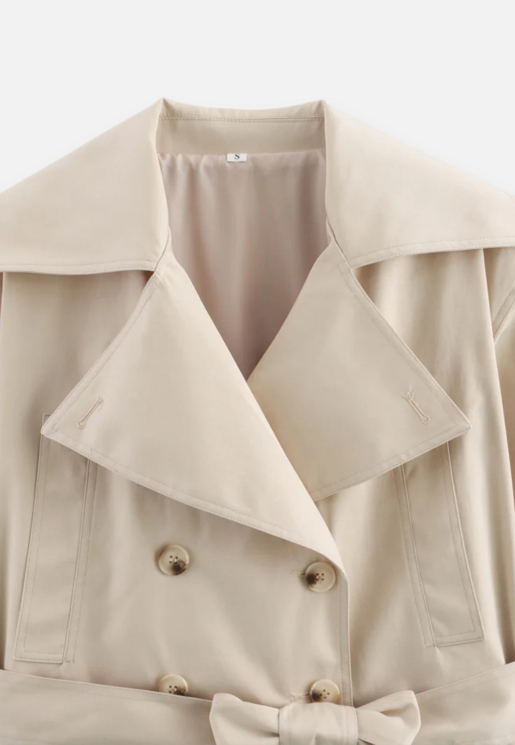 Caurelle | Women’s Cropped Trench – Double-Breasted Belted