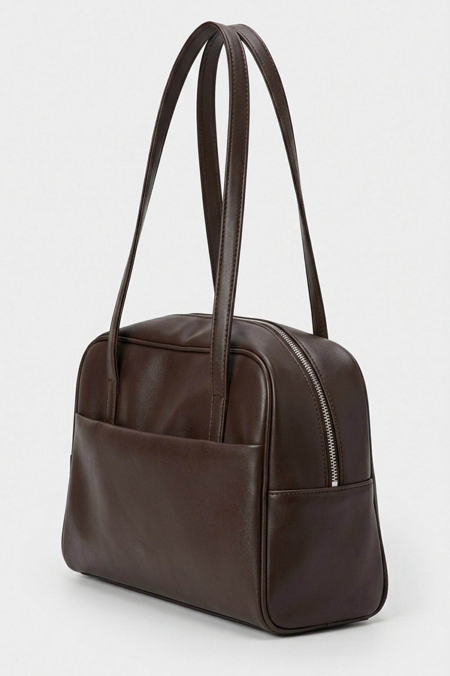 Women's Spacious Leather Shoulder Bag with Double Handle