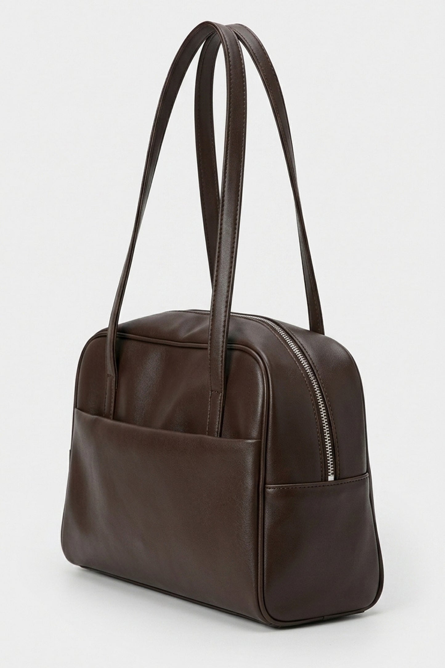 Women's Spacious Leather Shoulder Bag with Double Handle