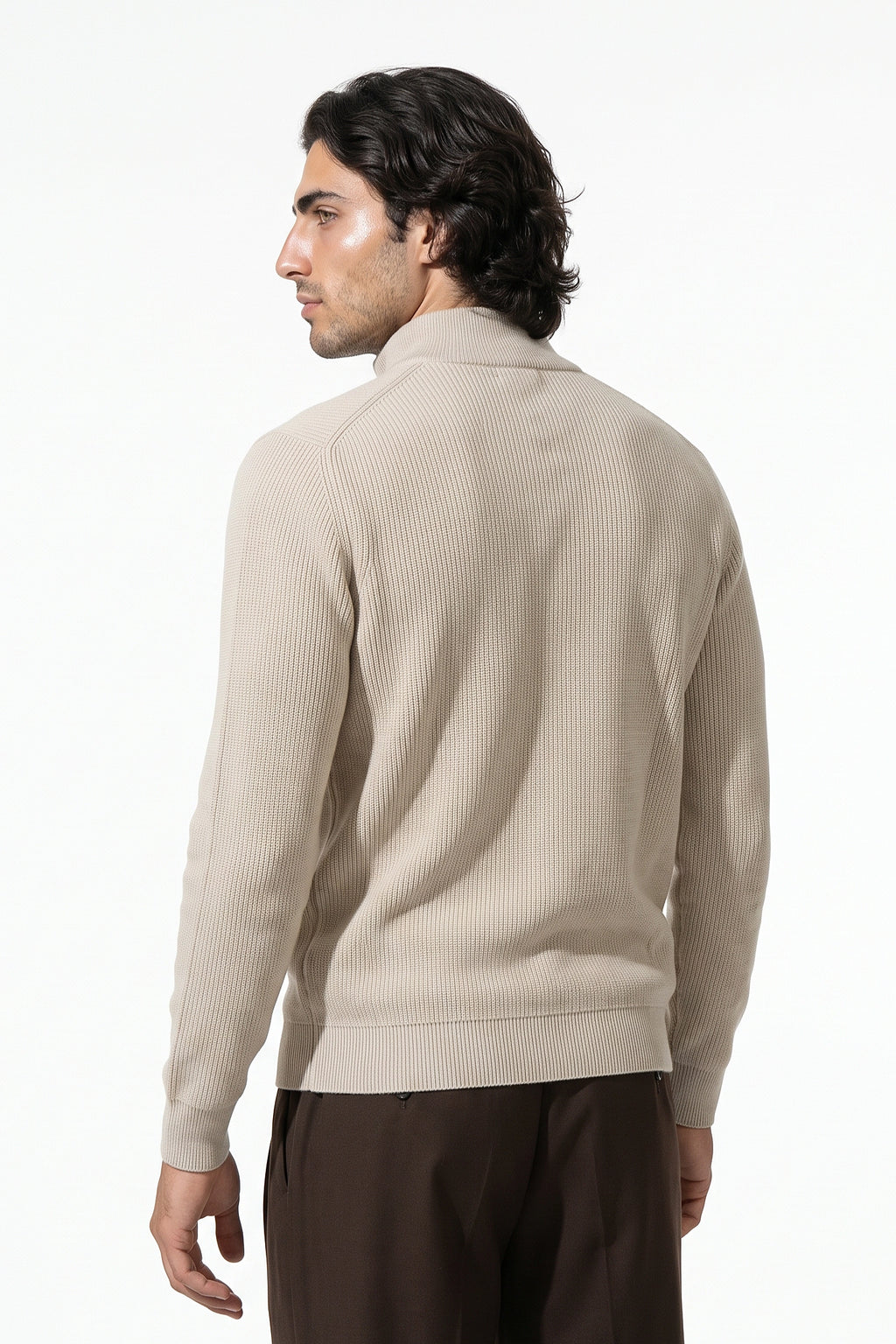 Men’s Winter Warm Ribbed Knit Cardigan Full Zip