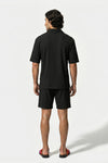 Men's Ribbed Knit Resort Shirt and Shorts set with Camp Collar