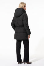 Women’s Winter Warm Hooded Long Puffer Jacket with Adjustable Waist