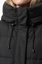 Women’s Winter Warm Hooded Long Puffer Jacket with Adjustable Waist