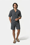 Men's Ribbed Knit Resort Shirt and Shorts set with Camp Collar