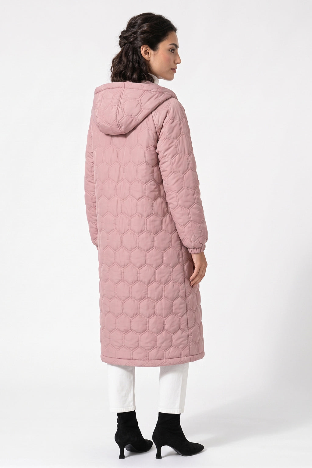 Women's Winter Warm Longline Quilted Coat with Hood