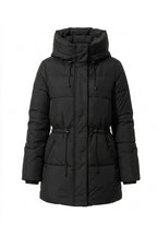 Women’s Winter Warm Hooded Long Puffer Jacket with Adjustable Waist
