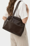 Women's Spacious Leather Shoulder Bag with Double Handle