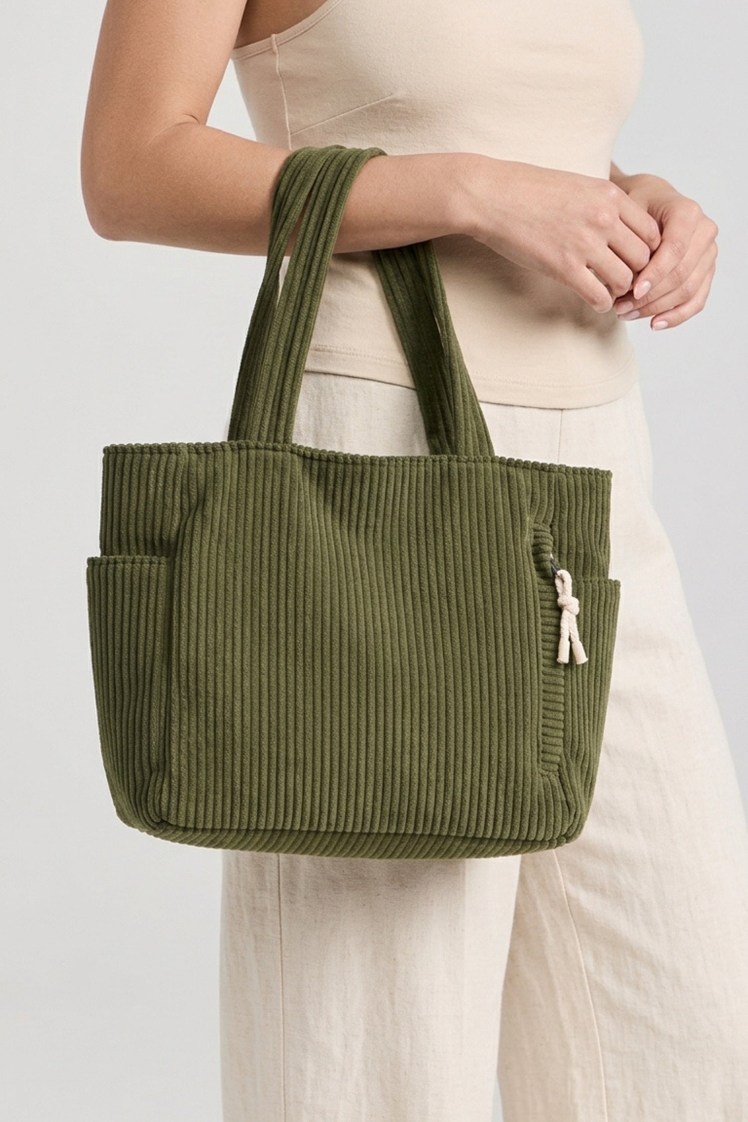 Women's Spacious Corduroy Tote Shoulder Bag