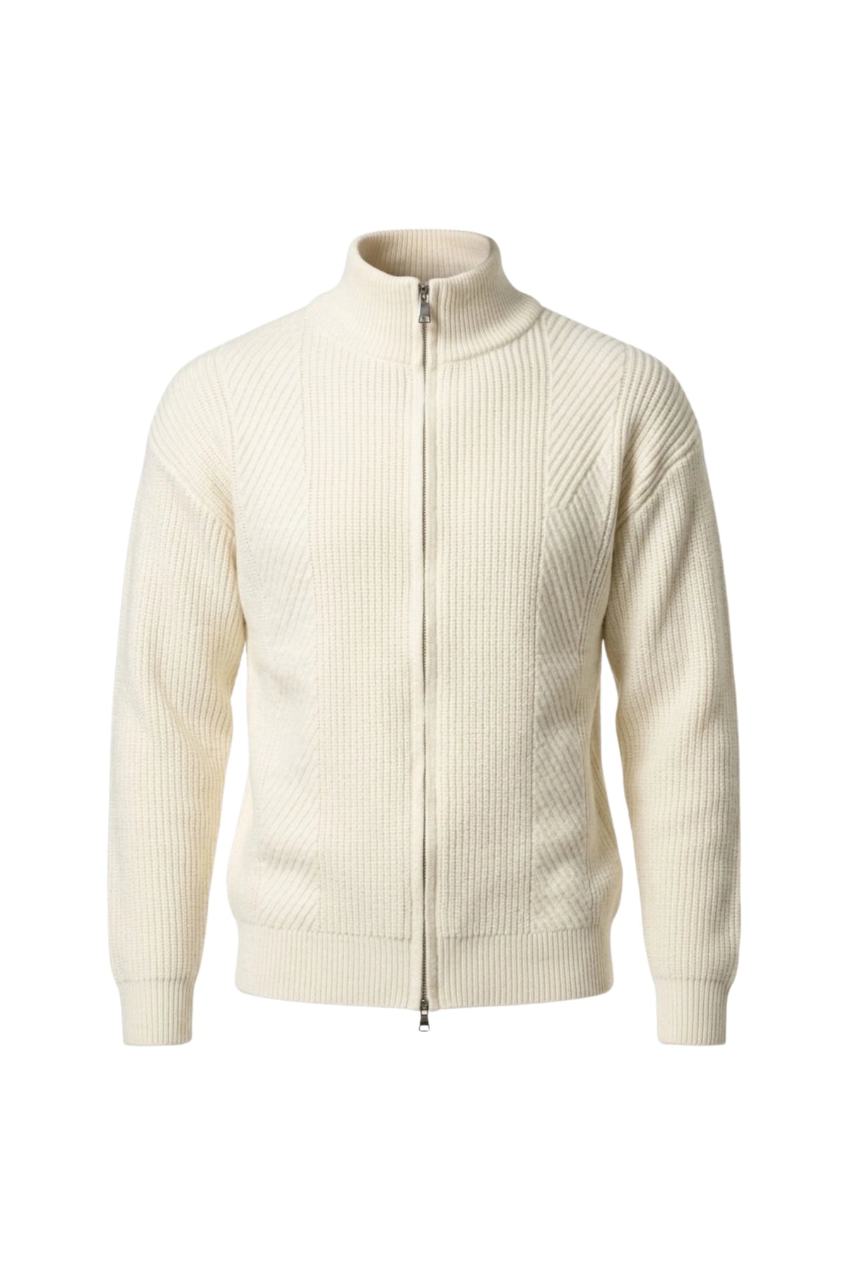 Men’s Winter Warm Textured Knitted Cardigan Stand Collar Full Zip