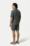 Men's Ribbed Knit Resort Shirt and Shorts set with Camp Collar