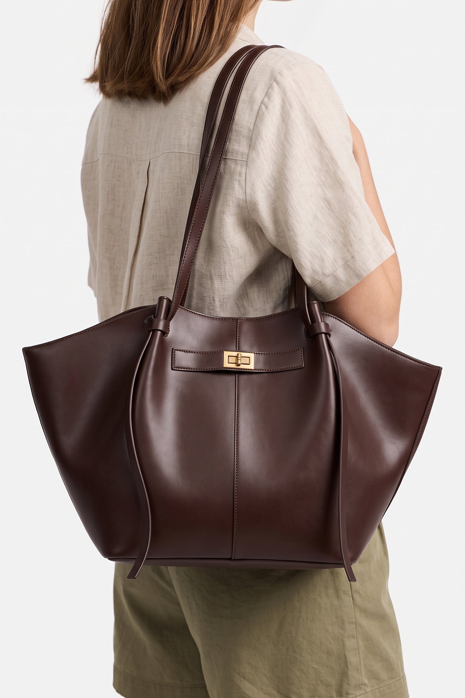 Women's Spacious Leather Shoulder Tote Bag