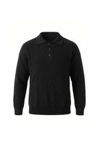 Men's Winter Warm Waffle Knit Polo Jumper Relaxed Fit