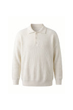 Men's Winter Warm Waffle Knit Polo Jumper Relaxed Fit