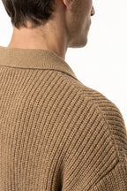Men's Winter Warm Waffle Knit Polo Jumper Relaxed Fit