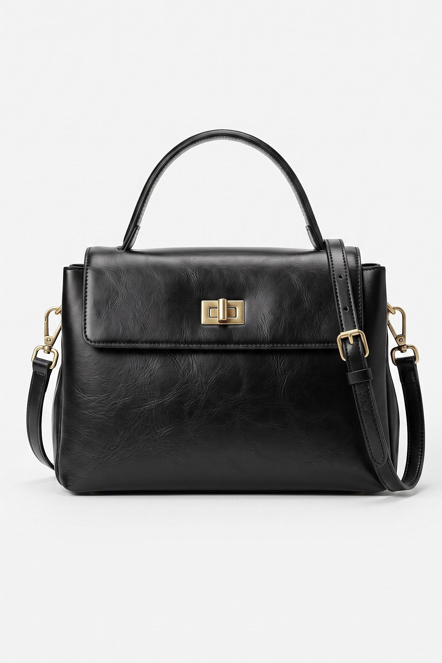 Women's Versatile Genuine Leather Satchel Crossbody Bag with Top Handle