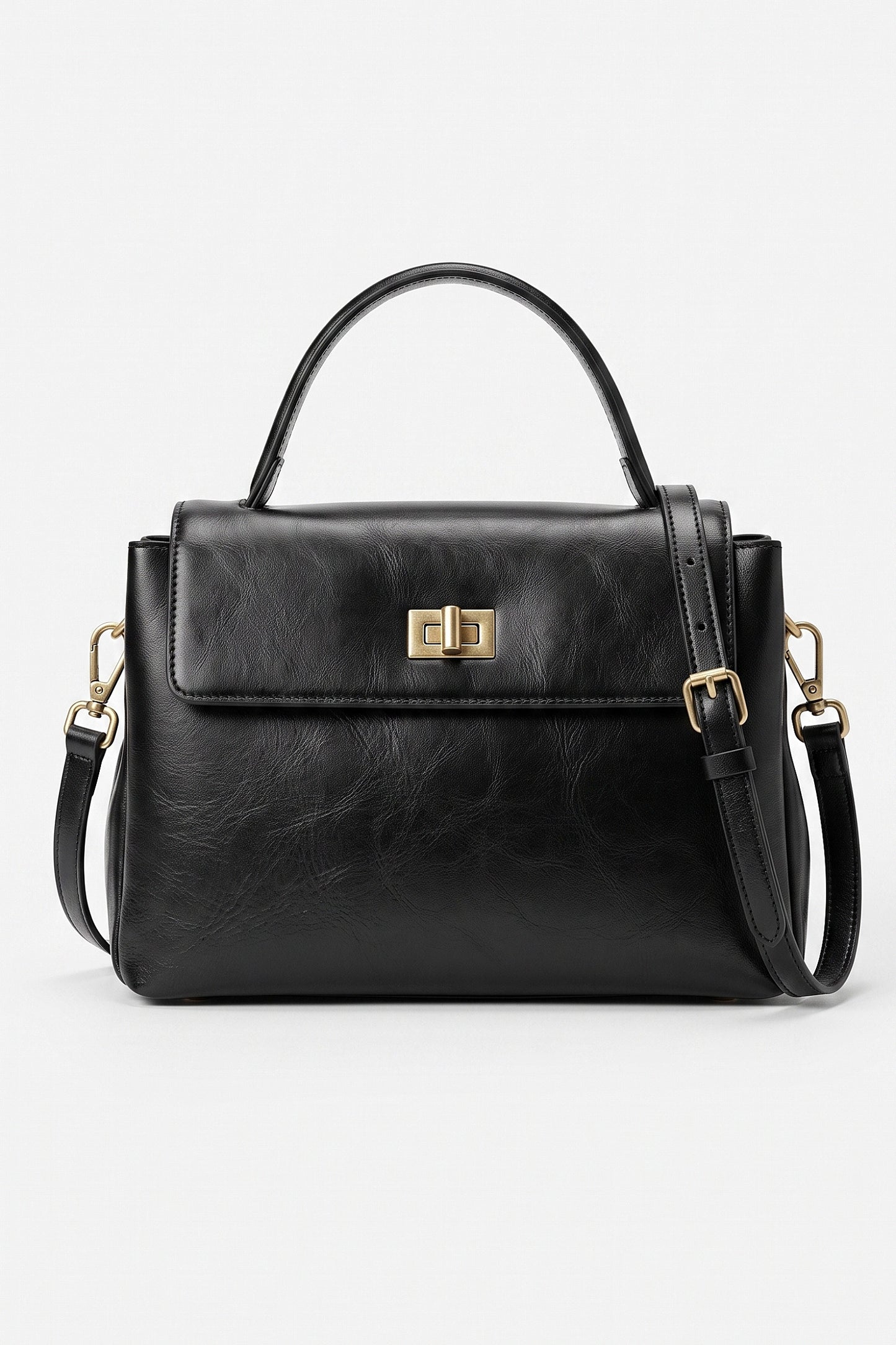 Women's Versatile Genuine Leather Satchel Crossbody Bag with Top Handle