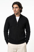 Men's Winter Warm Knitted Cardigan with Full Zip and Stand Collar