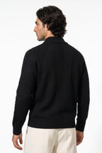 Men's Winter Warm Knitted Cardigan with Full Zip and Stand Collar