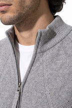 Men's Winter Warm Knitted Cardigan with Full Zip and Stand Collar