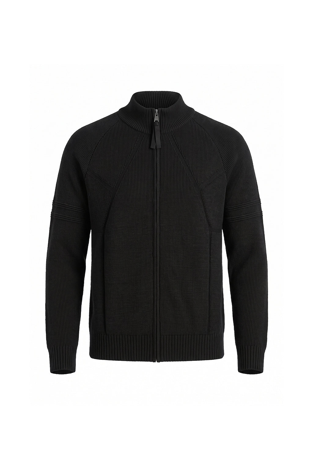 Men's Winter Warm Knitted Cardigan with Full Zip and Stand Collar