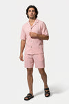 Men's Ribbed Knit Resort Shirt and Shorts set with Camp Collar