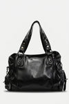 Women's Large Capacity Leather Shoulder Bag with Buckle Handle