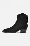 Women’s Warm Suede Pointed Toe Western Ankle Boots with Back Zip