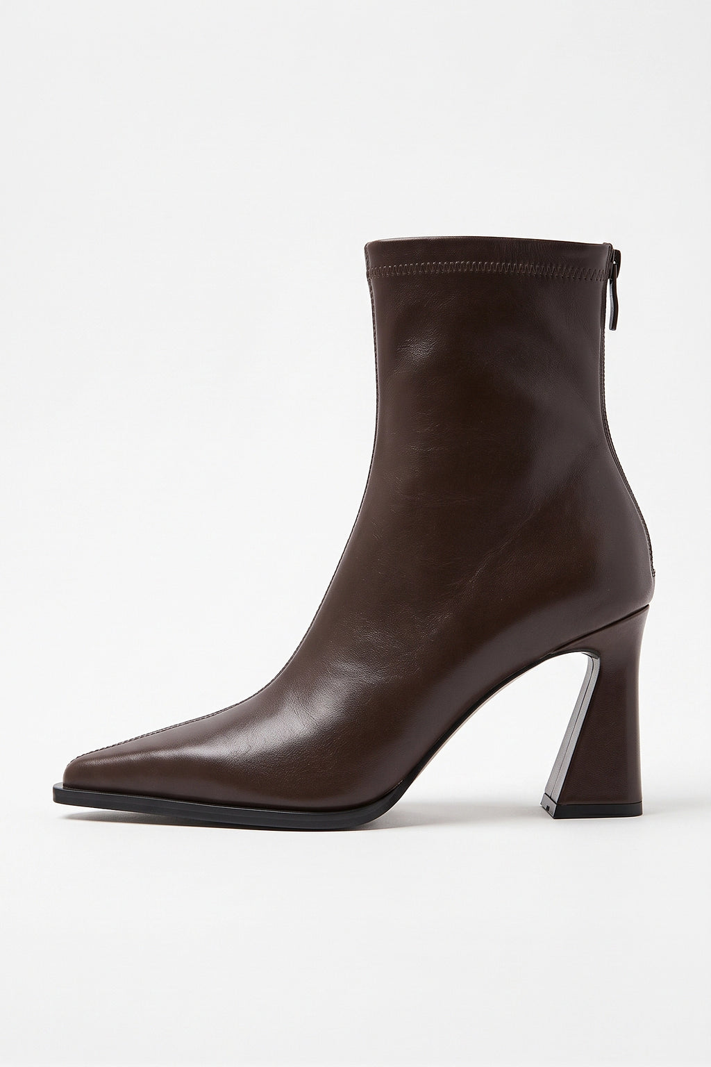 Women's Stylish Leather Ankle Boots Pointed Toe with Flared Block Heel