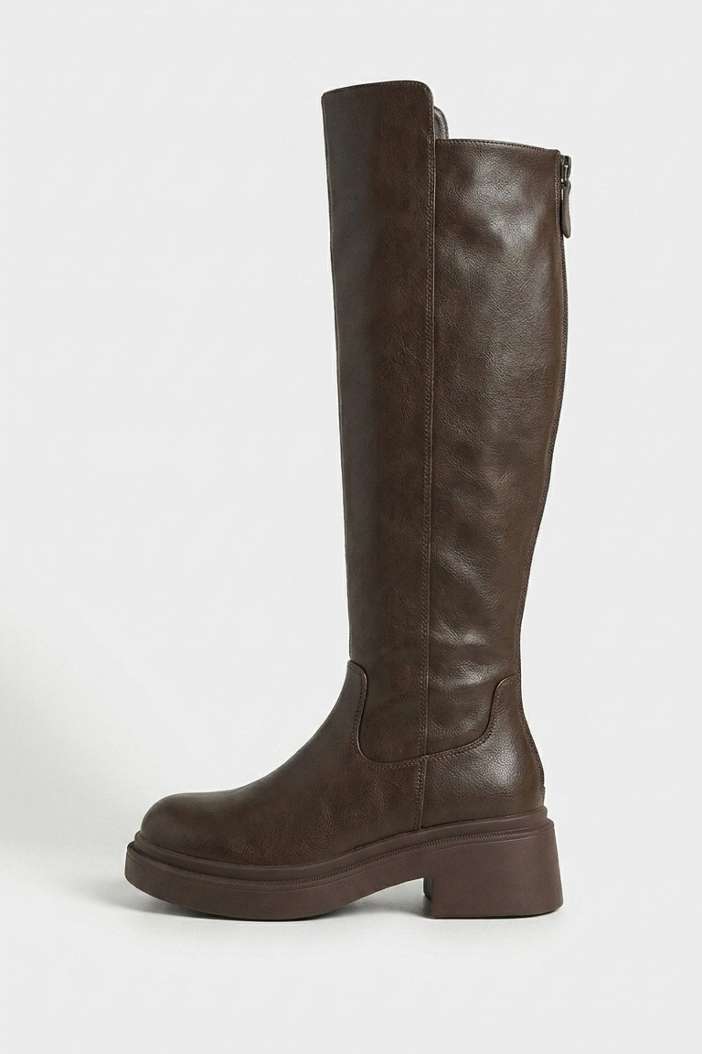 Women’s Winter Chunky Block Heel Knee High Boots with Back Zipper