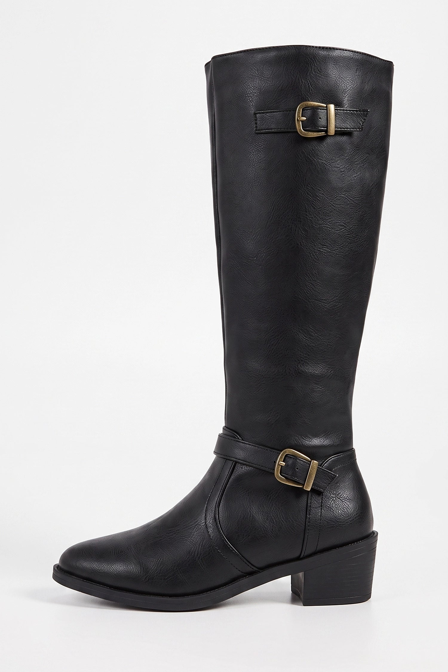 Women’s Winter Knee High Boots with Side Zip and Buckle