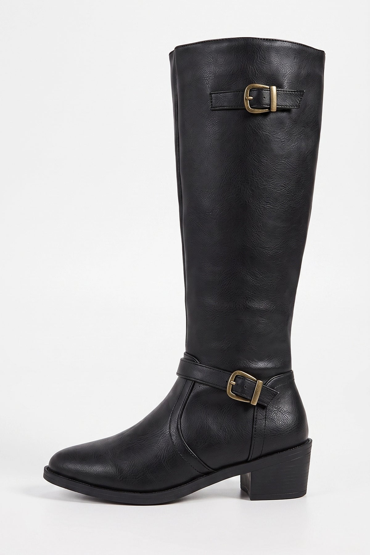 Women’s Winter Knee High Boots with Side Zip and Buckle