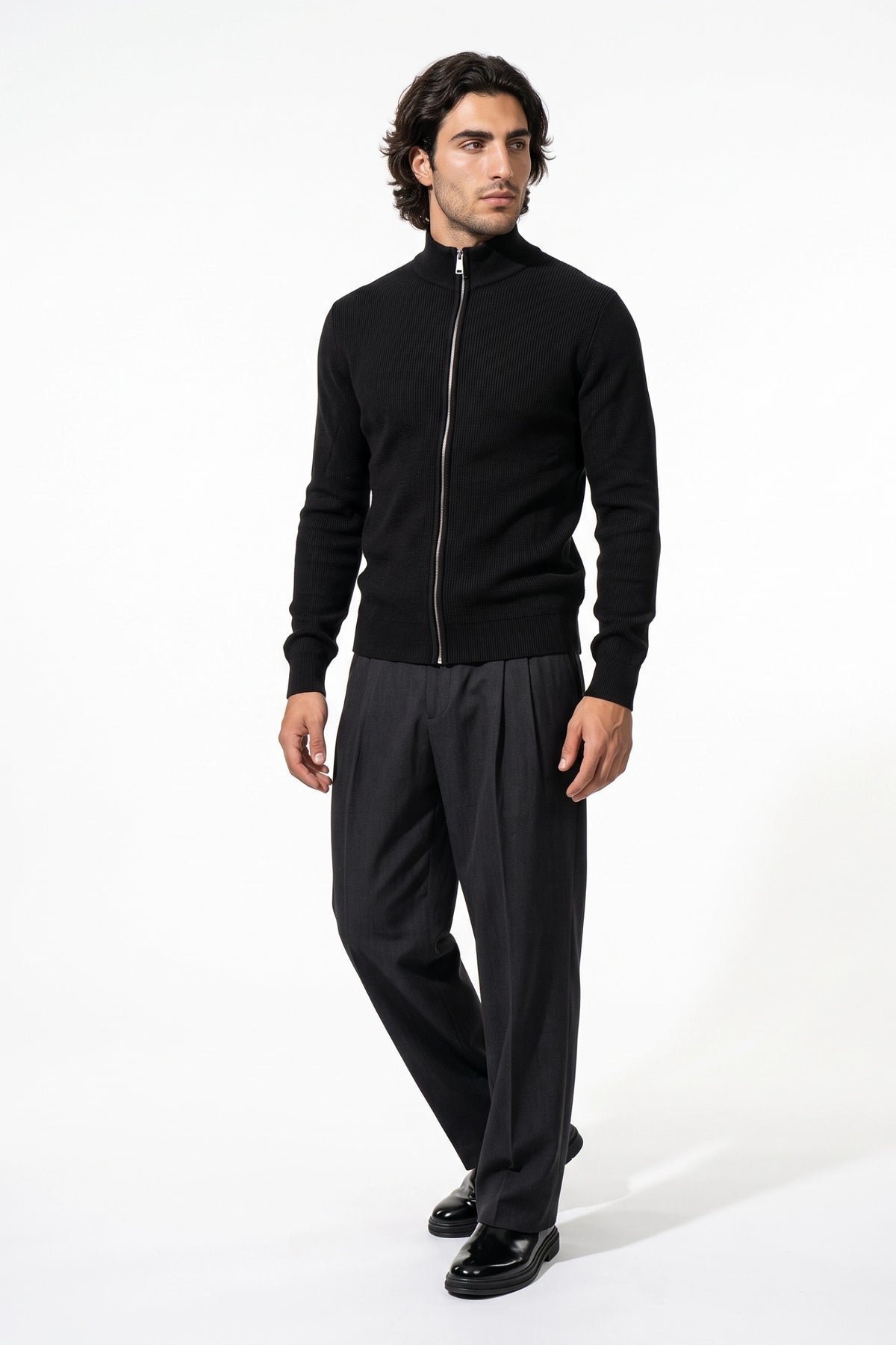 Men’s Winter Warm Ribbed Knit Cardigan Full Zip