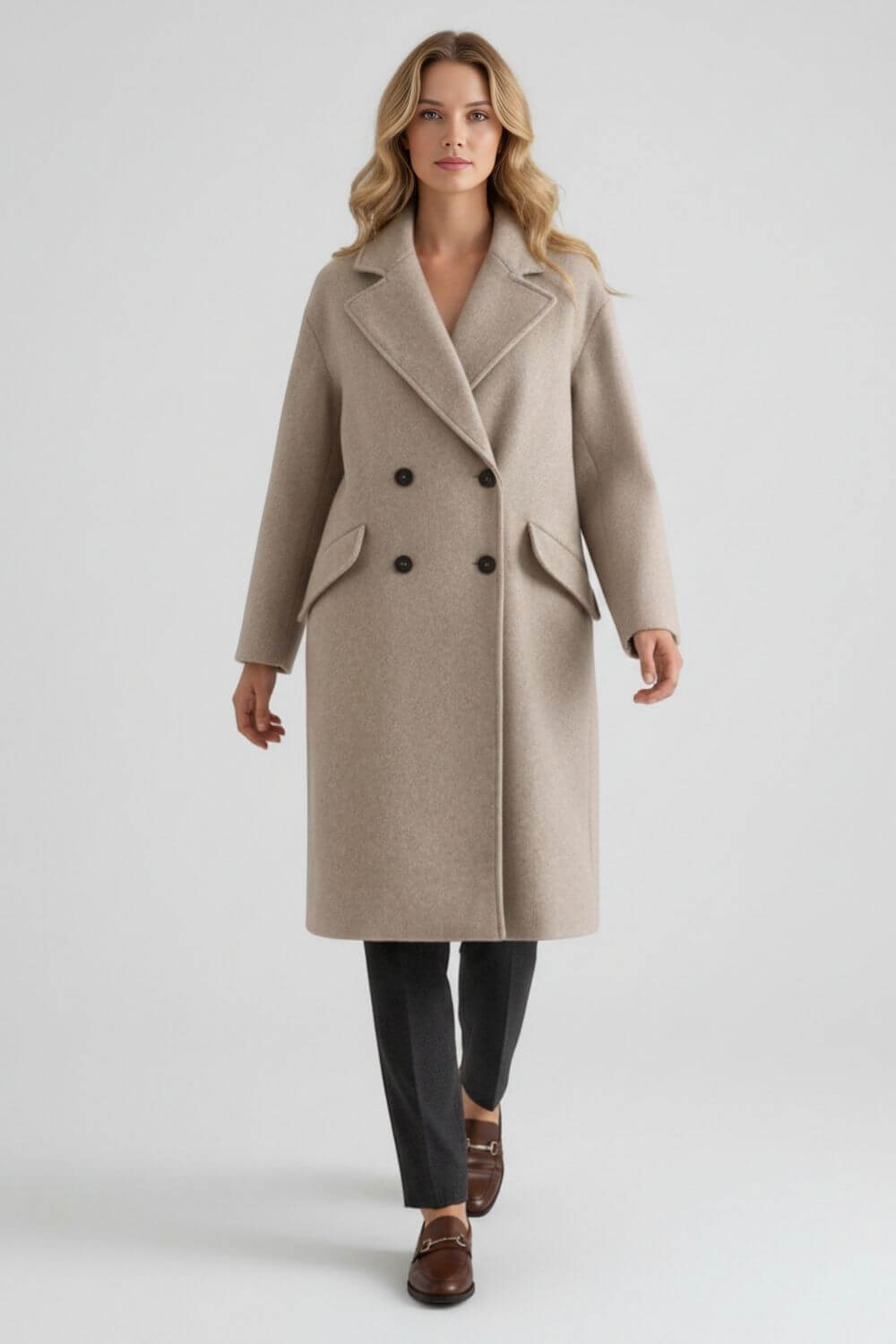 Caurelle | Women’s Long Wool Coat with Lapel Collar