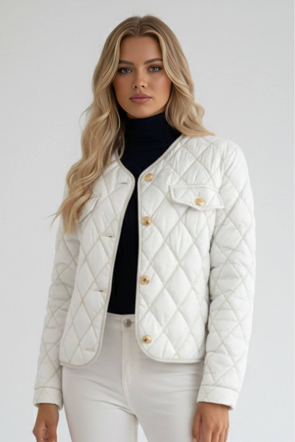 Caurelle | Women’s Collarless Quilted Padded Jacket | Autumn Winter