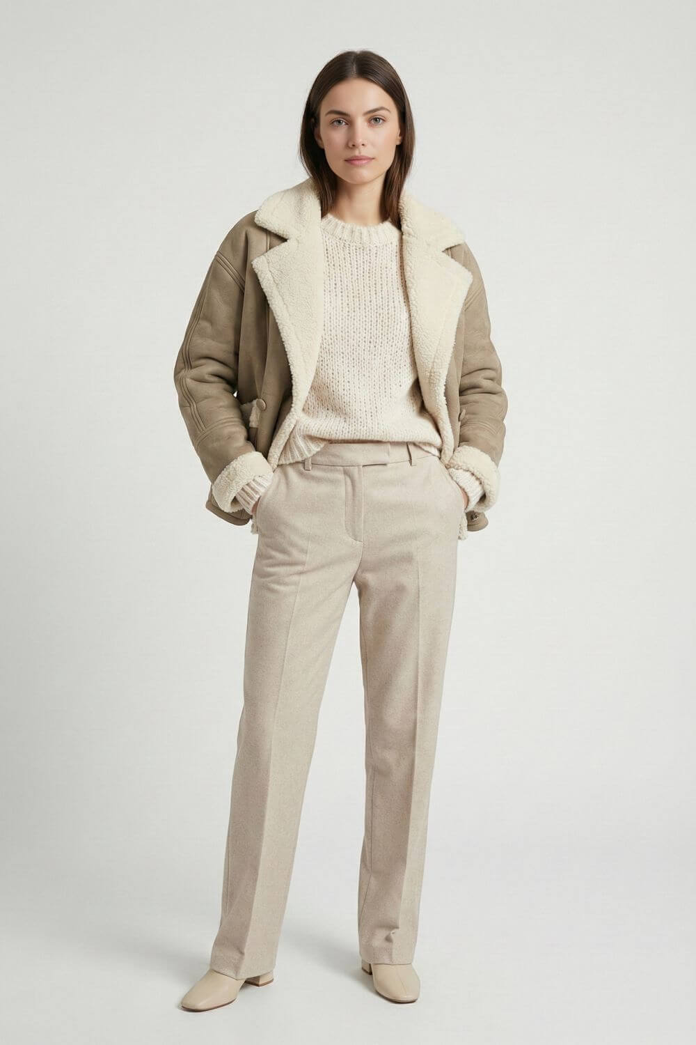 Caurelle | Women’s Double Breasted Faux Fur Lapel Jacket