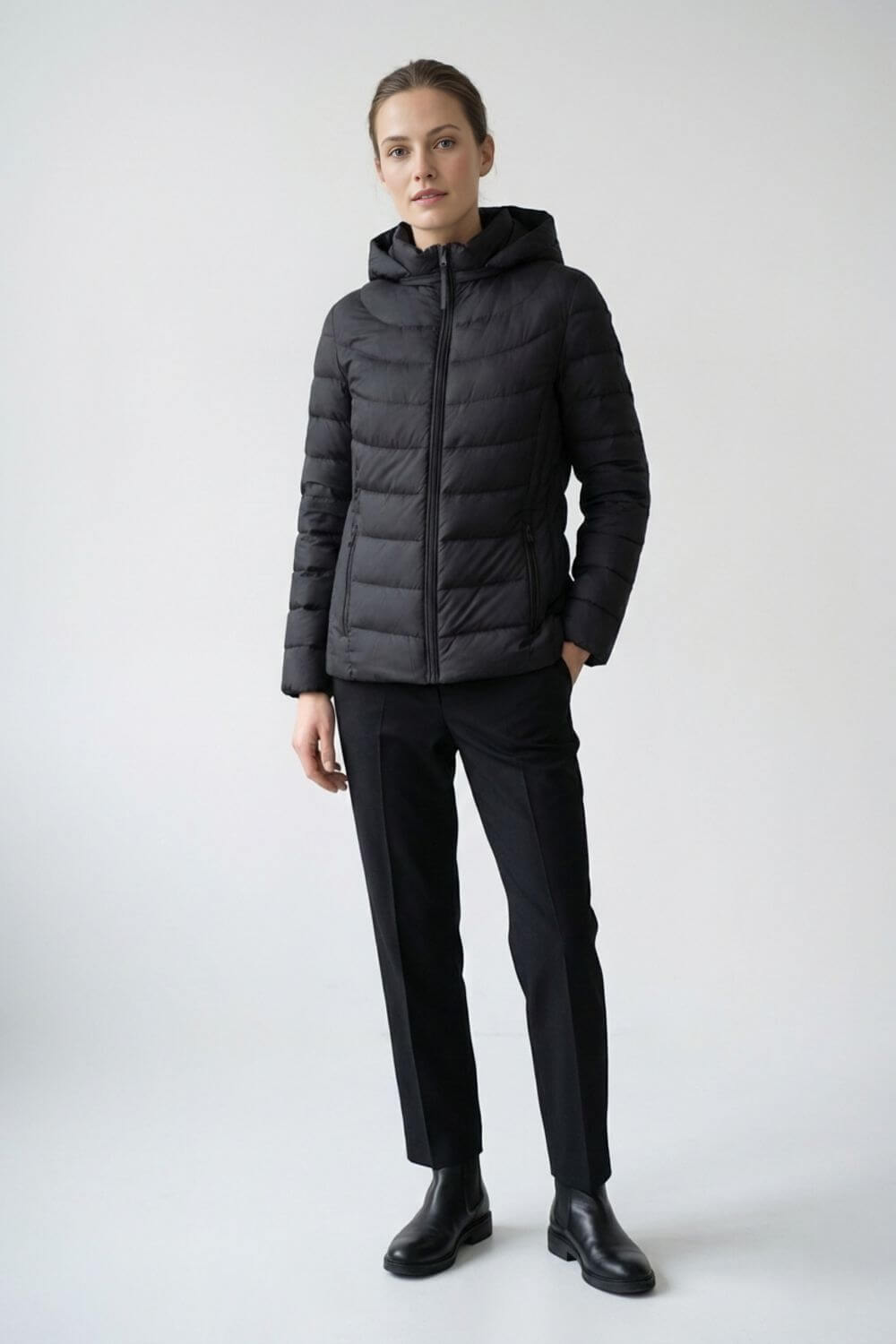 Caurelle | Women’s Hooded Quilted Black Puffer Jacket