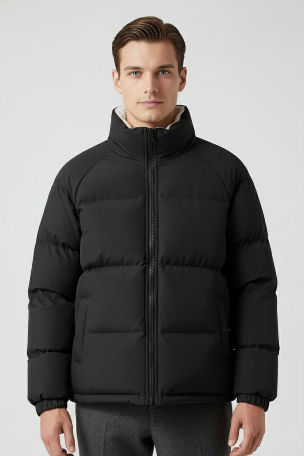 Caurelle | Men’s Black Puffer Jacket with Fleece Lining