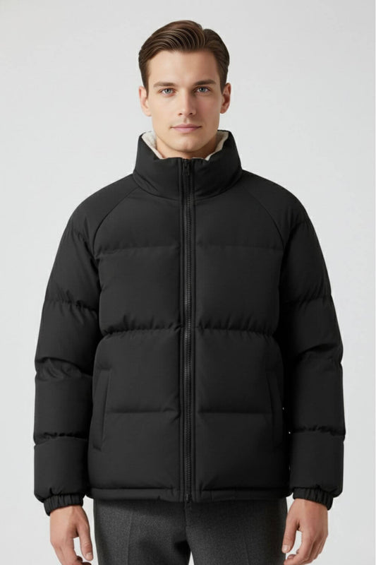 Caurelle | Men’s Black Puffer Jacket with Fleece Lining