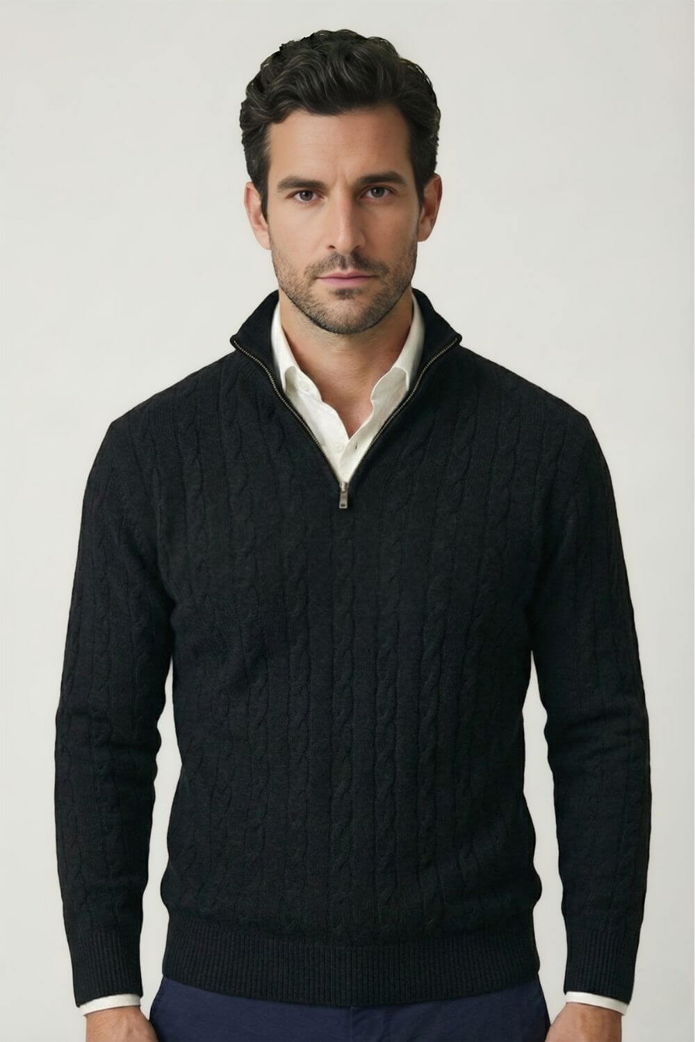 Caurelle | Men’s Cable Knitted Half Zip Jumper