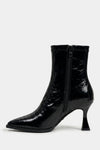 Women’s Leather Pointed Toe High Heel Ankle Boots with Side Zip