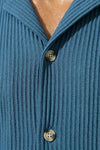 Men's Ribbed Knit Resort Shirt and Shorts set with Camp Collar