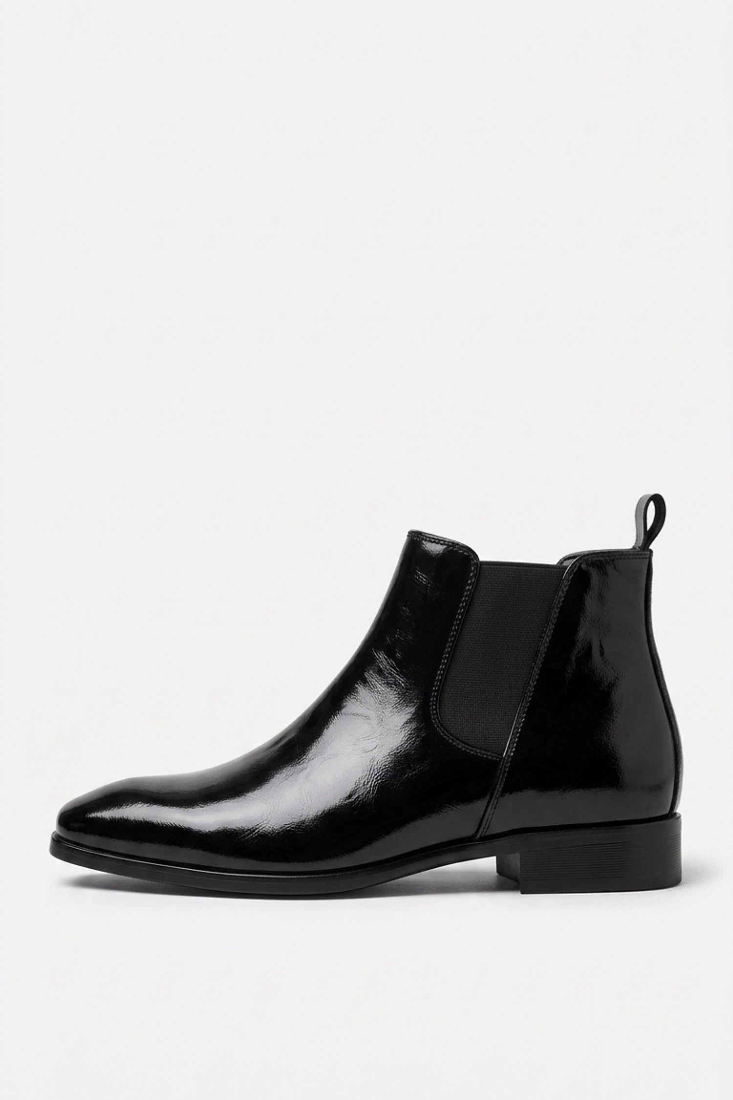 Men’s Easy Wear Glossy Leather Chelsea Boots with Low Heel