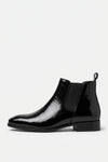 Men’s Easy Wear Glossy Leather Chelsea Boots with Low Heel