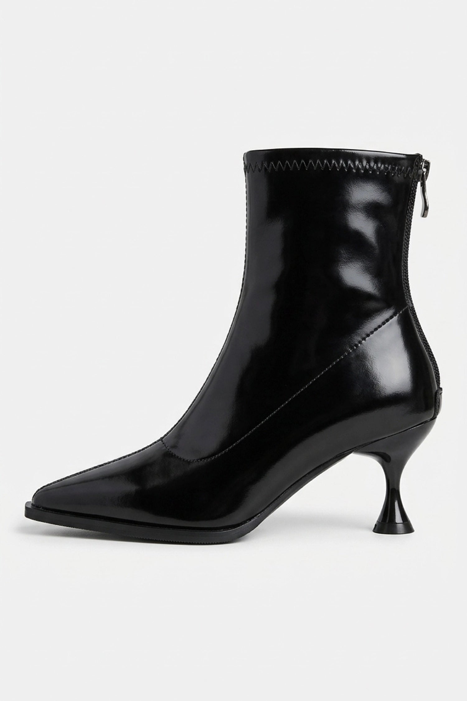 Women’s Pointed Toe High Heeled Ankle Boots with Back Zip
