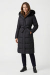 Caurelle | Women’s Black Long Belted Faux Fur Puffer Coat