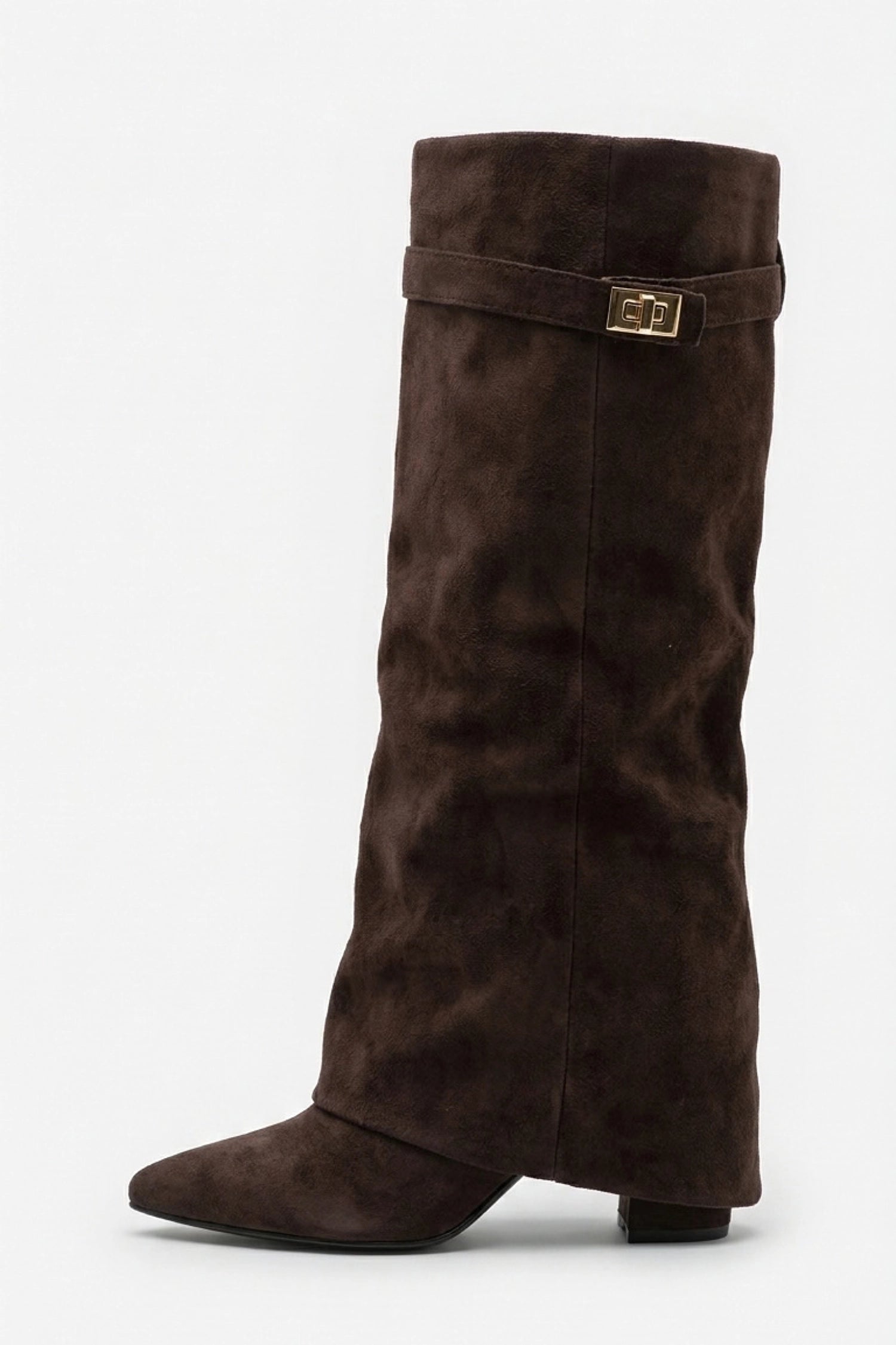 Women’s Slouch Pointed Toe Knee High Boots Low Heel