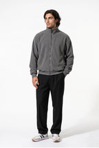 Men’s Winter Warm Fleece Cardigan Stand Collar Full Zip
