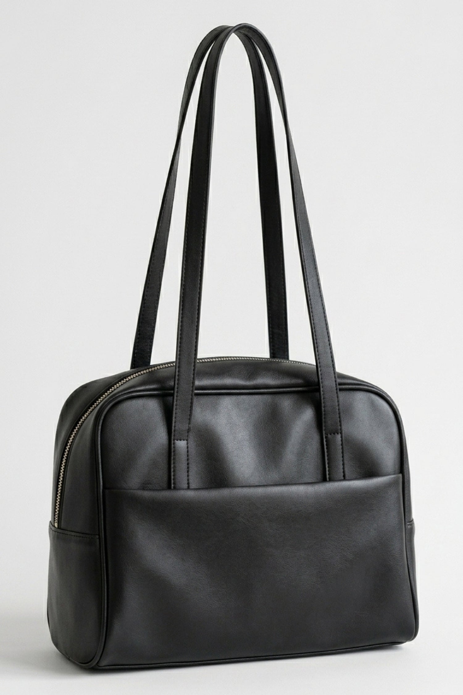Women's Spacious Leather Shoulder Bag with Double Handle